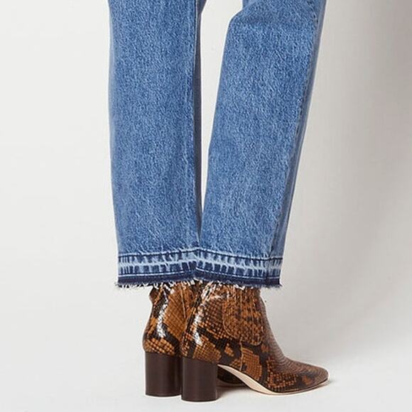 SANDRO Straight Cut High Waisted Jean Size 24 Raw Cut Off Hem - Picture 2 of 9